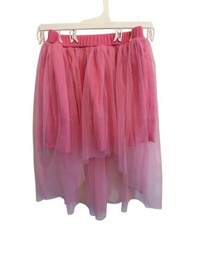 ✨5/$25 SHEIN Girls Pink Layered Tulle High-Low Skirt, Size 5